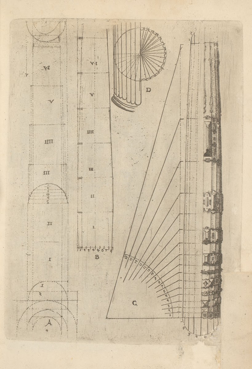 Proportional dimensions of the shaft of a column from the Tuscan order 1593 1595