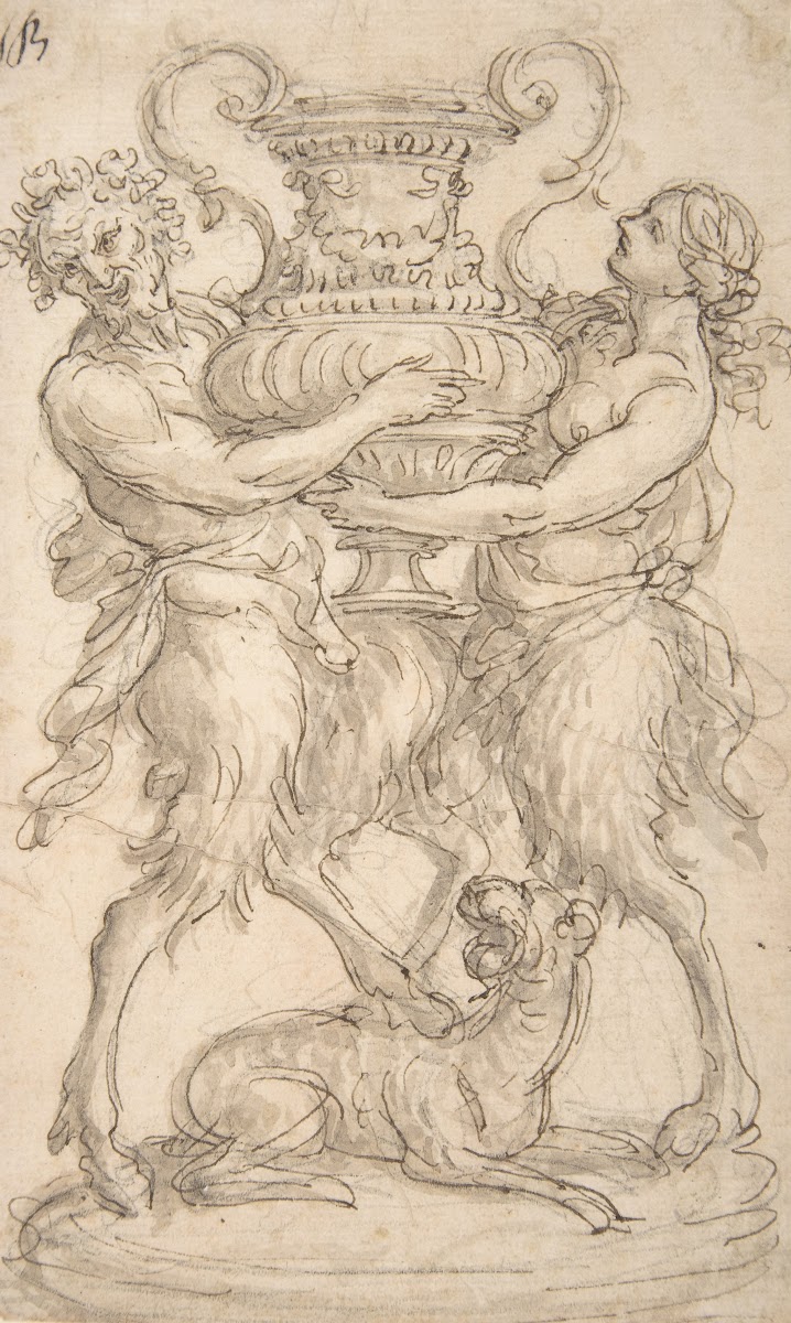 Design for a Sculpture consisting of a Satyr and Satyress holding a Vase 1652172