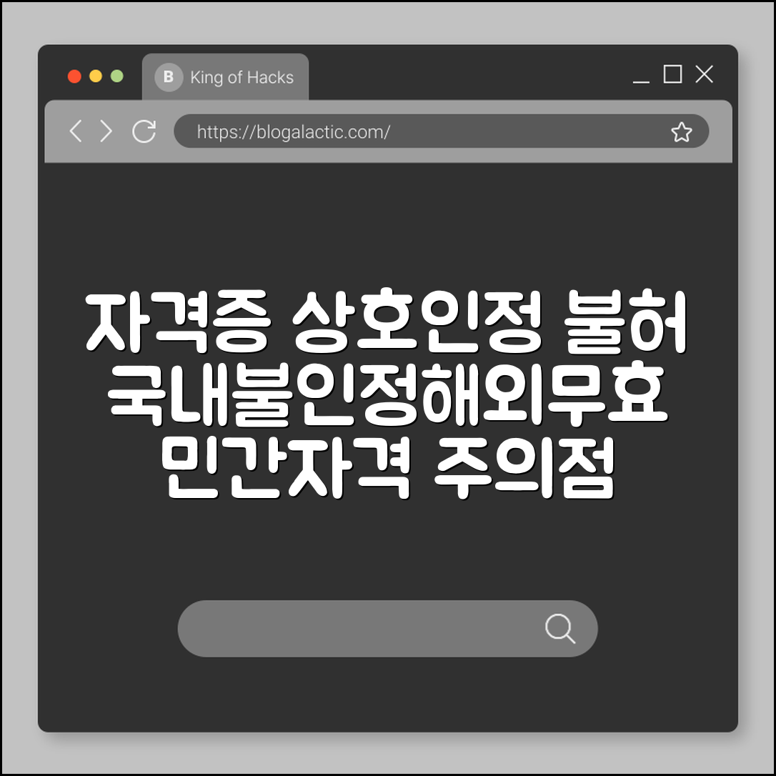 자격증 상호인정 불허 사례 (국내불인정, 해외무효, 민간)