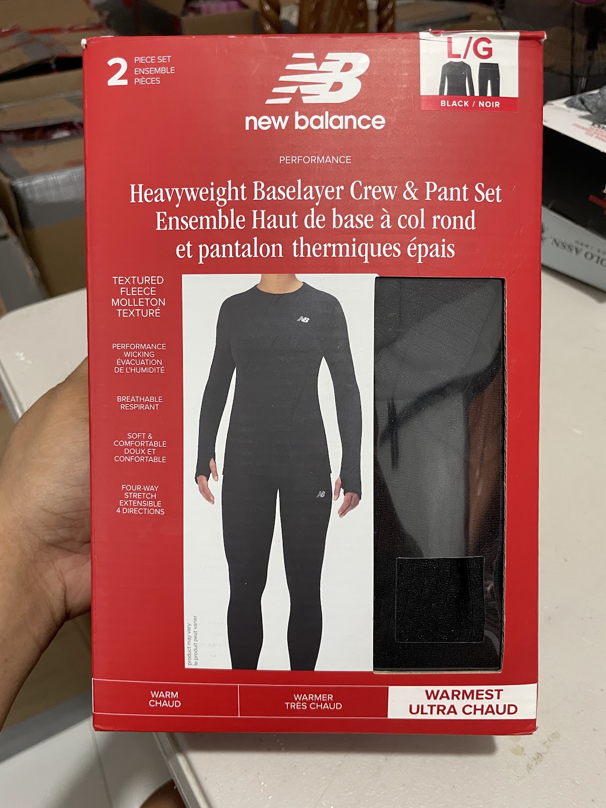 NB W Base Layer Set Black L #1750