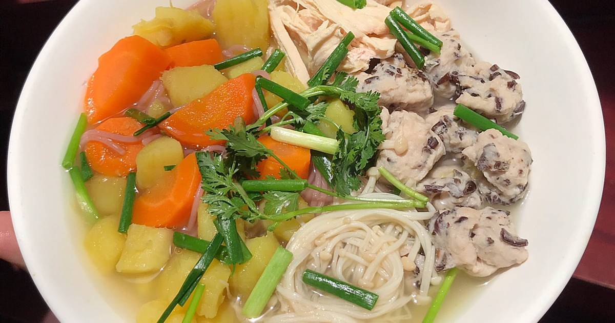 Bún gạo lứt mọc canh 🍠🥕