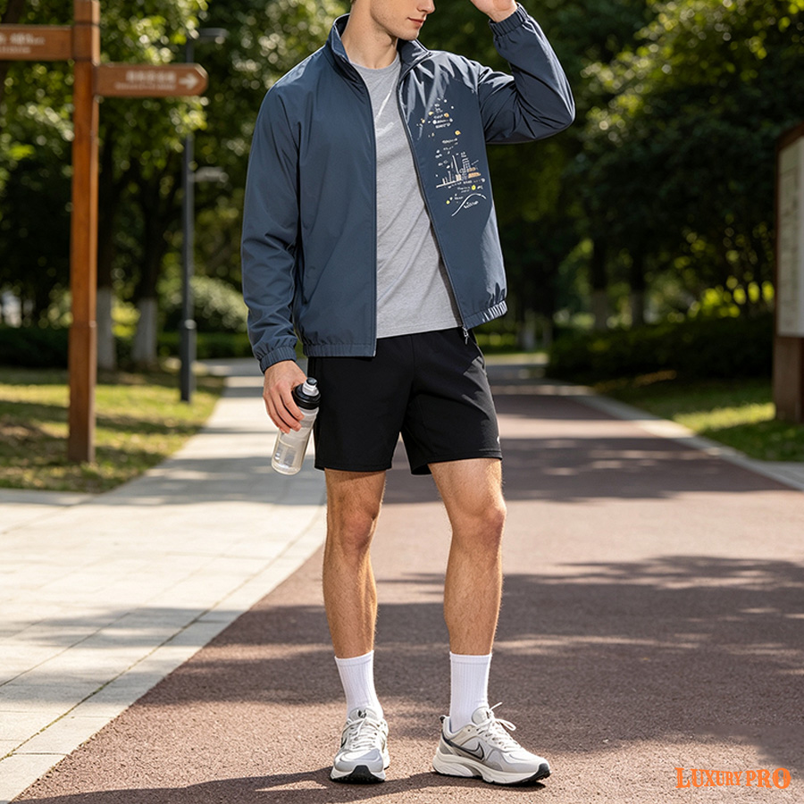 AOP WEA Stand Collar Raglan Sleeve Jacket