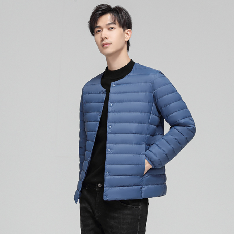 Lightweight Men's Down Jacket, Round Neckline