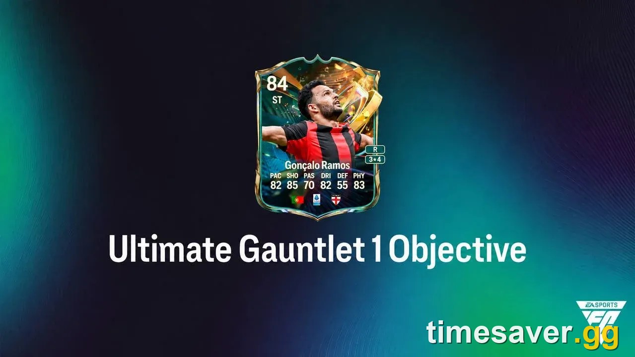 FC 27 Ultimate Gauntlet 1 objective graphic showing the 84-rated Goncalo Ramos reward item