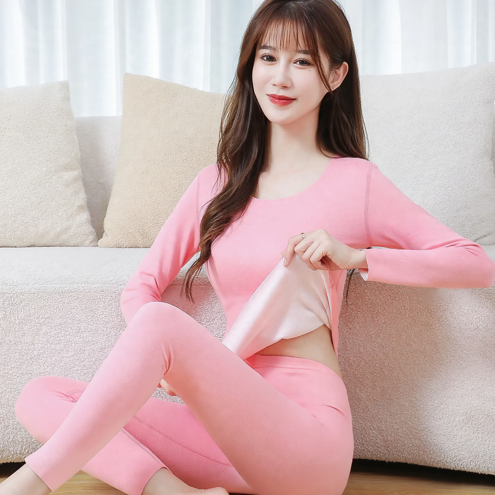 Women's Thermal Underwear Set, V-Neck, Seamless
