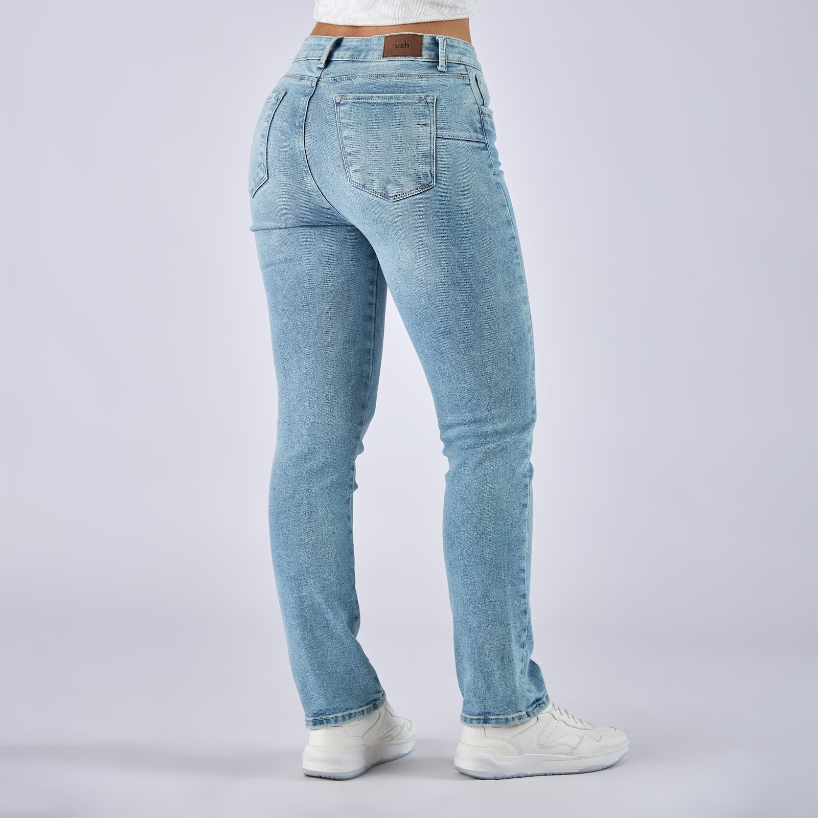 Jean straight boot licrado tiro medio en denim azul claro - Vista 4