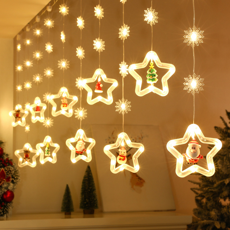 LED-Lichtervorhang mit weihnachtlichen Motiven