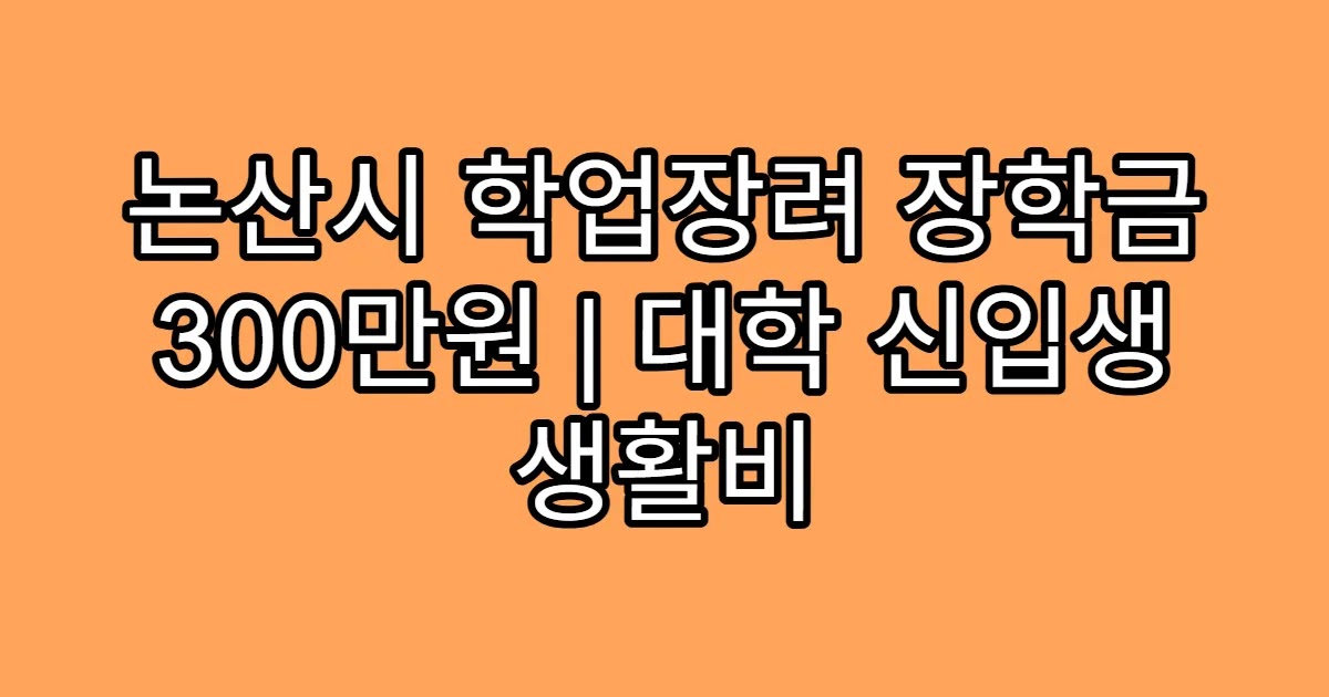 논산시 학업장려 장학금 300만원 | 대학 신입생 생활비