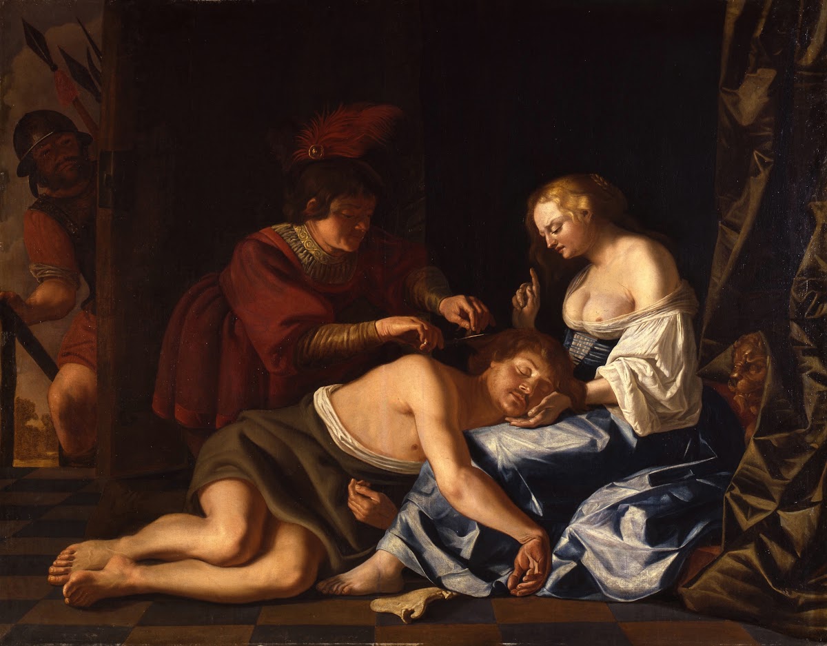 While Samson sleeps in Delilahs lap a Filistine cuts off his hair Judges 1619 16