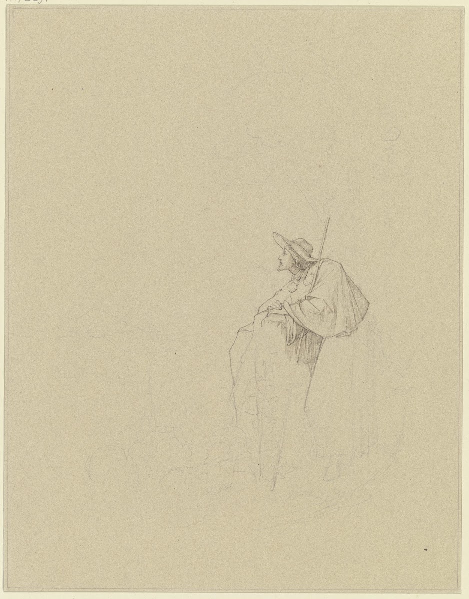 Pilgrim looking into the valley