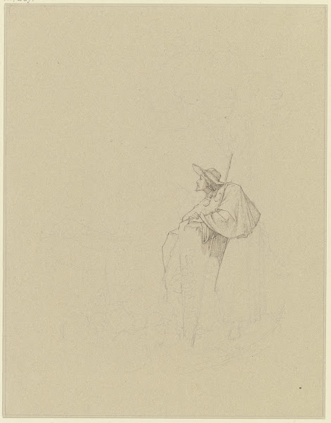 Pilgrim looking into the valley