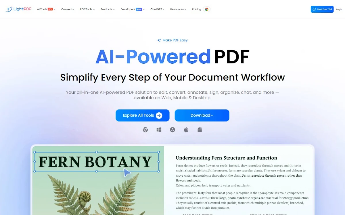Captura de LightPDF AI