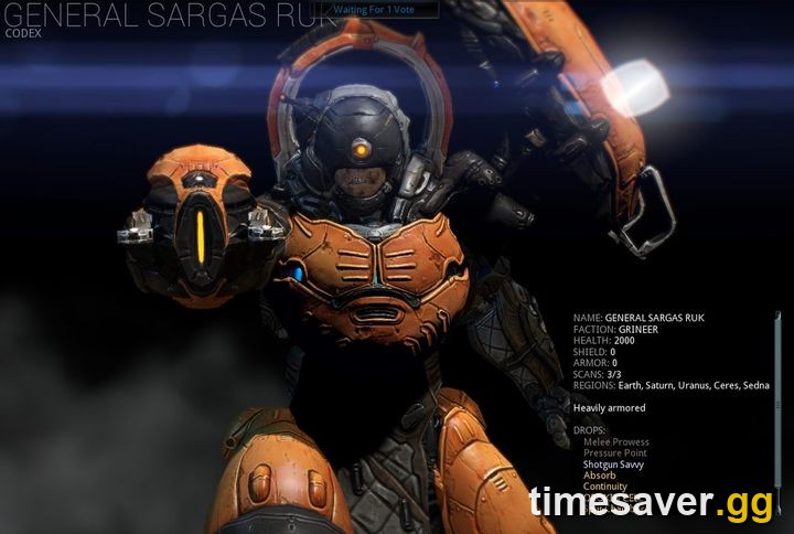 General Sargas Ruk, the Grineer boss on Tethys, Saturn who drops Ember's component blueprints