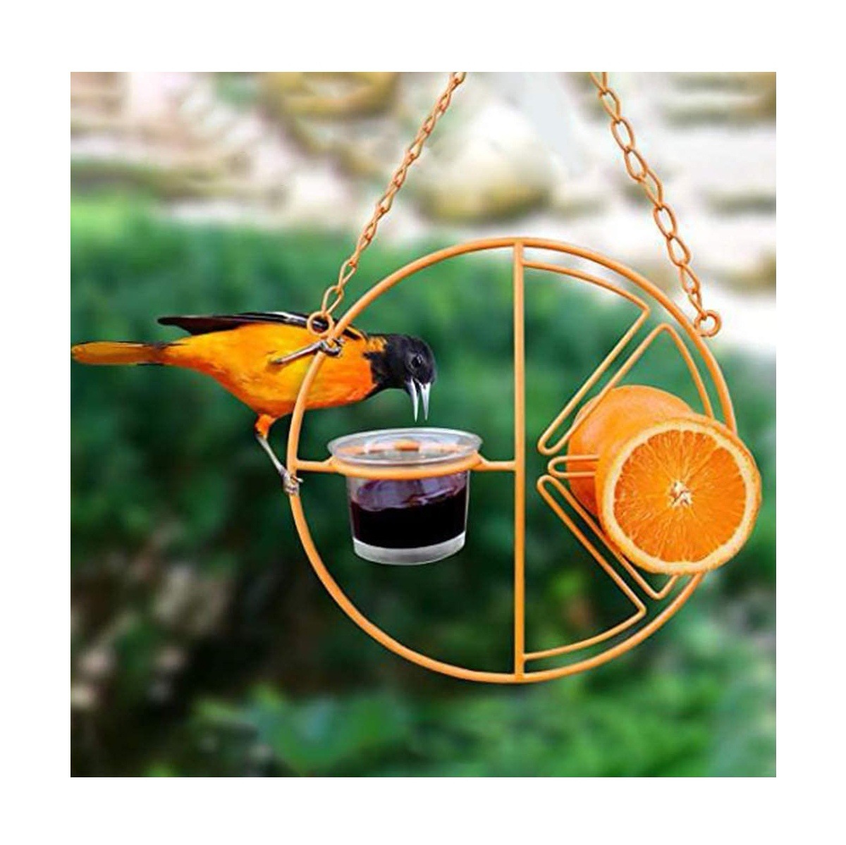 Hanging metal bird feeder
