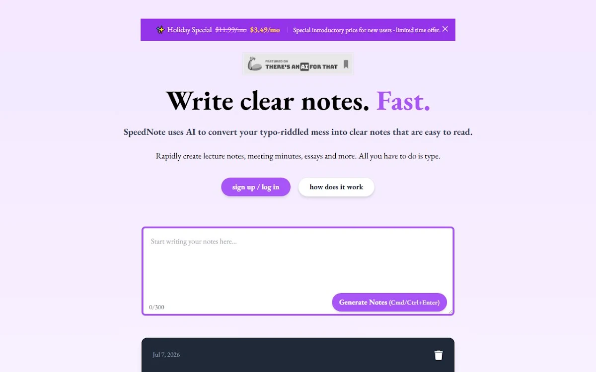 Captura de SpeedNote AI