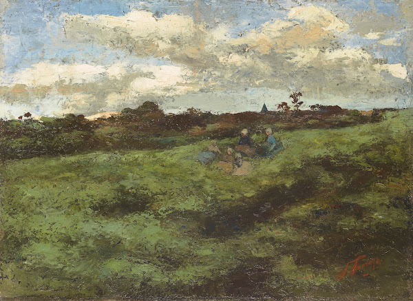 Kinderen op het duin  Landschap bij Brussel 1884