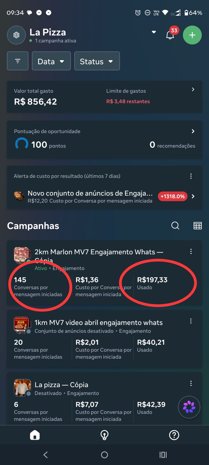 Monitoramento real de resultados