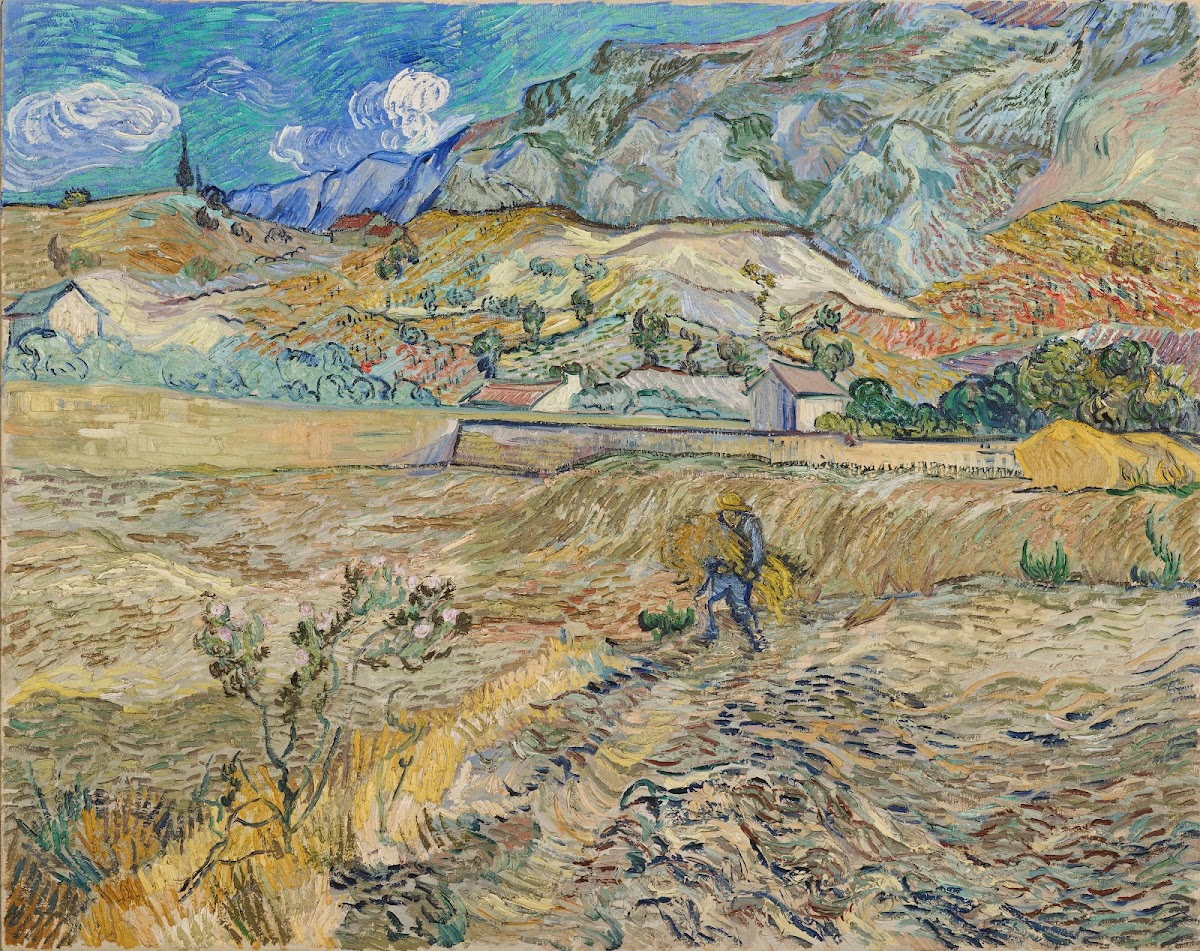 Landscape at Saint Rémy Enclosed Field with Peasant 1889