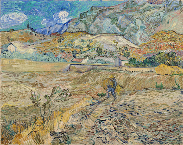 Landscape at Saint Rémy Enclosed Field with Peasant 1889
