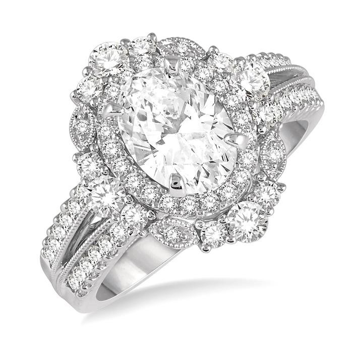 Oval Shape Semi-Mount Halo Diamond Engagement Ring 208H2DHFVWG-SM