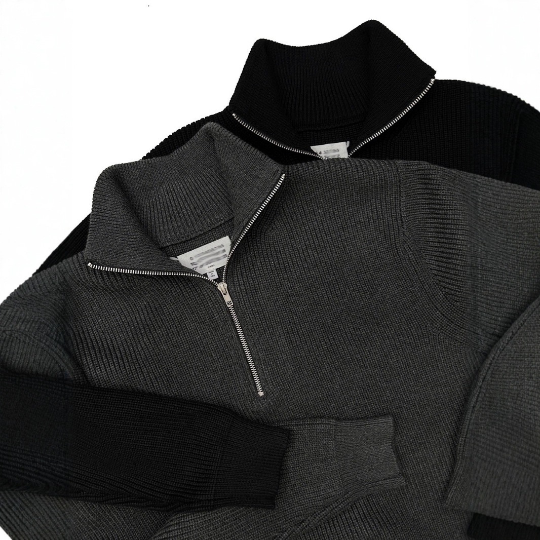 Unisex-Strickpullover mit Reißverschluss, Baumwollmischung