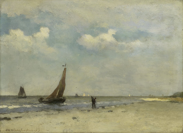 Beach Scene c 1870   c 1903