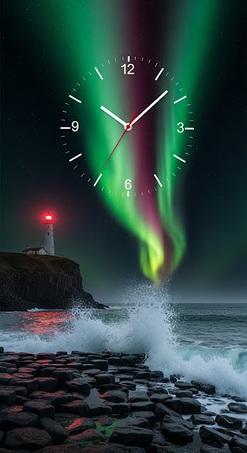 Fantasy Aurora Borealis and Coastal Lighthouse - Free mobile Wallpaper