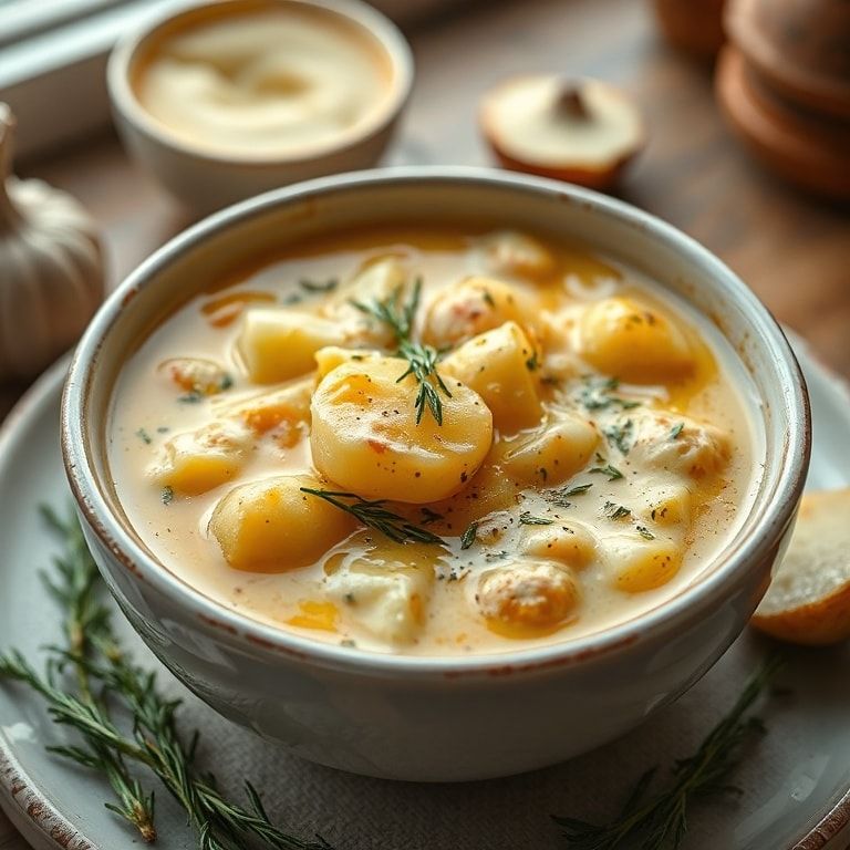 Easy Garlic Potato Soup Recipe for Cozy Dinner Nights – Creamy, Homemade Delight