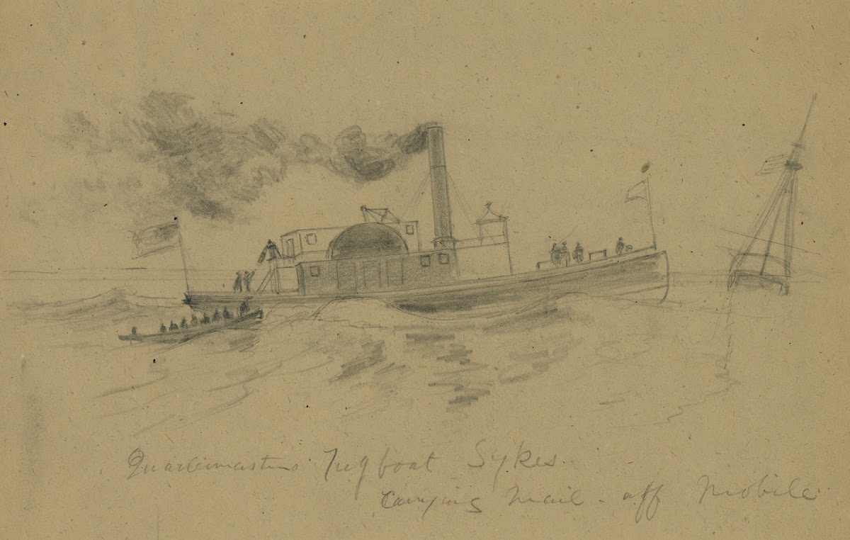 Quartermasters Tugboat Sykes carrying mail off Mobile 1860 1865