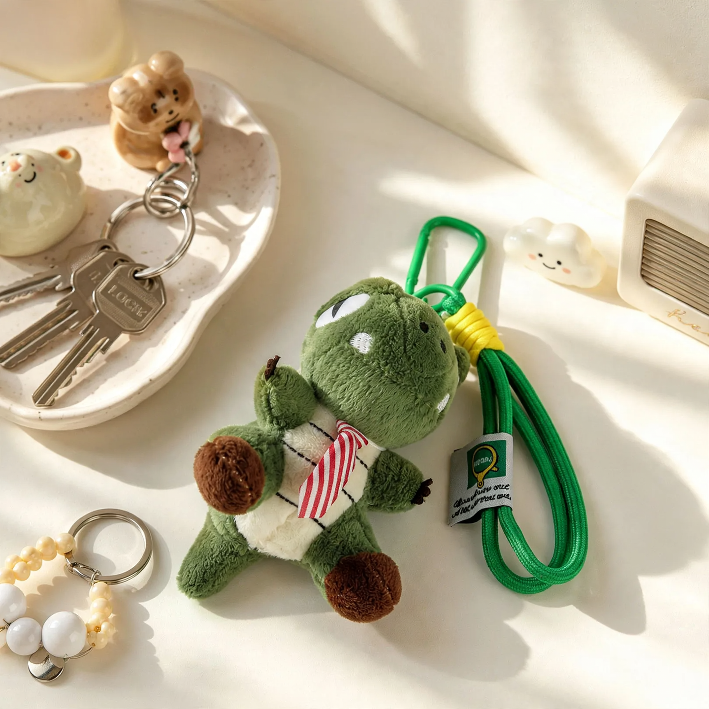 Plush keychain crocodile, green, cute