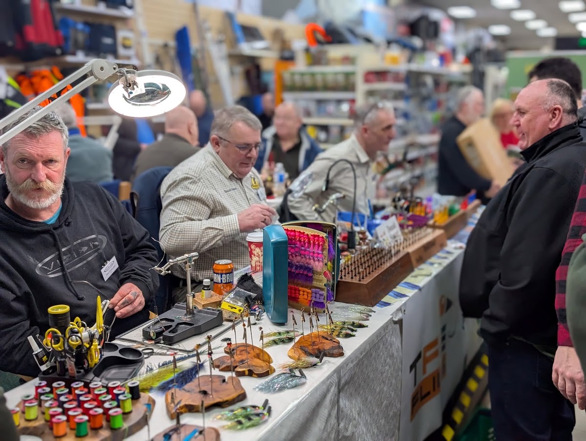 Fly tying demonstrations on Fly Tyers Row