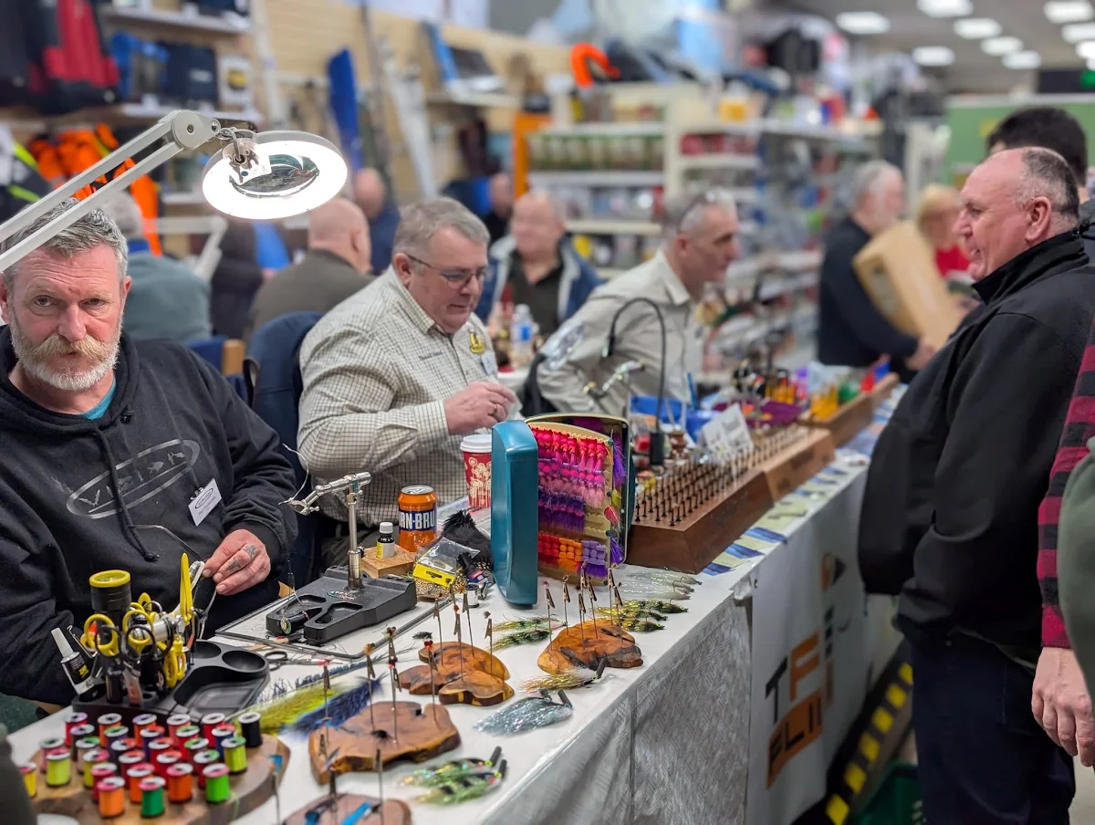 Fly tying demonstrations on Fly Tyers Row