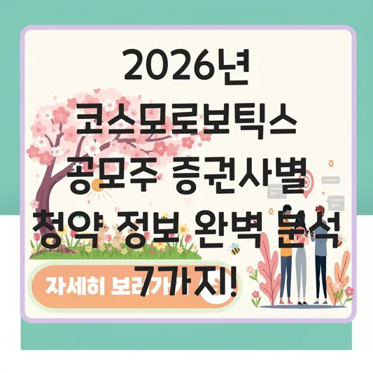 코스모로보틱스 공모주 증권사별 청약 정보