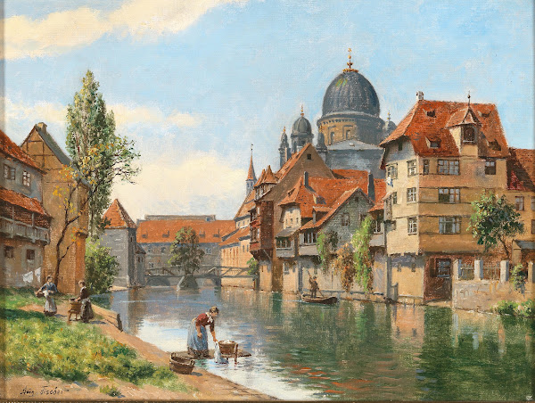 Old Nuremberg a View of the Synagogue from the Pegnitz River