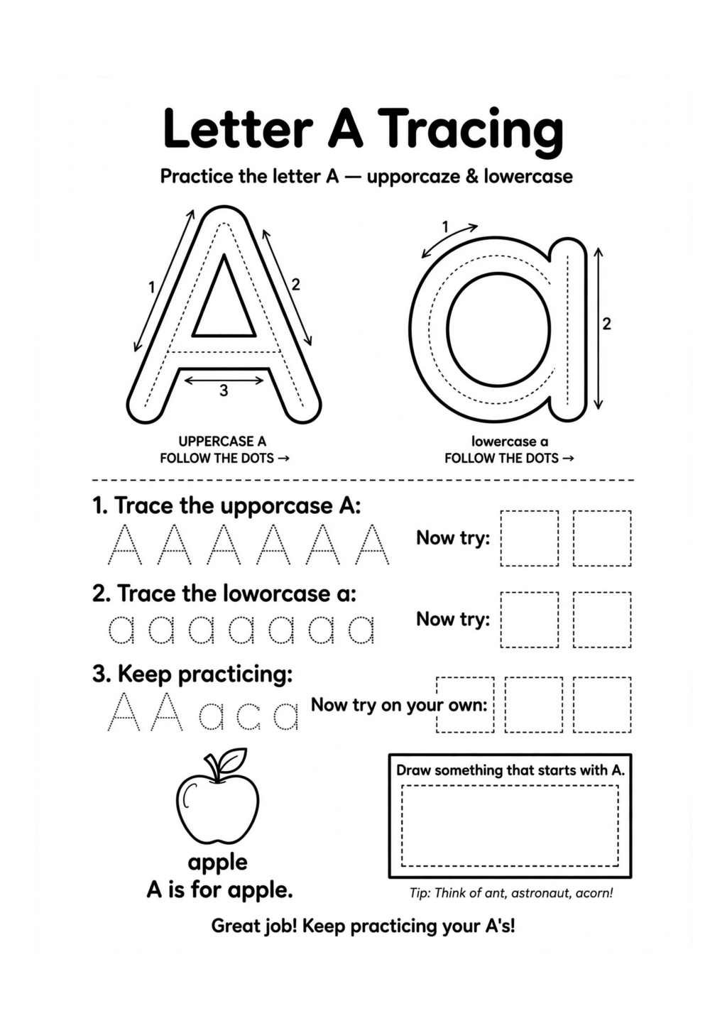 Letter A Tracing Worksheet