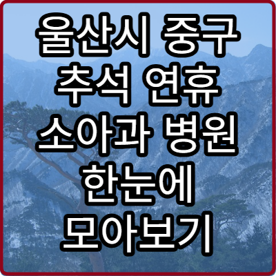 울산시 중구 추석 연휴 소아과 병원 한눈에 모아보기