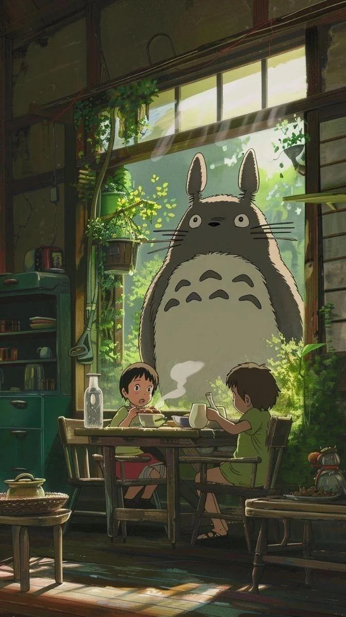 Totoro At The Kitchen Window - Anime Illustration iPhone Wallpaper (673x1200)