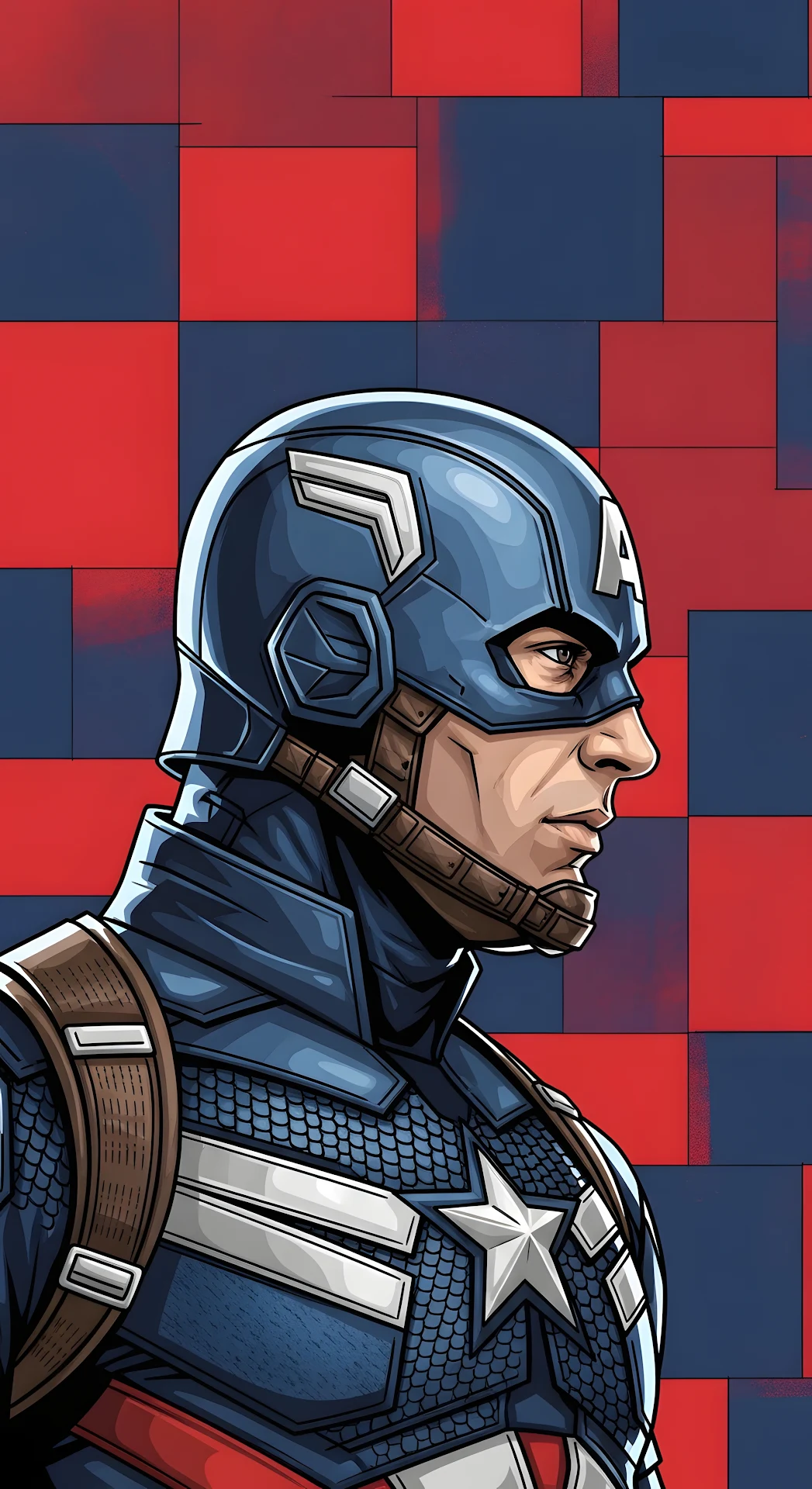 Close-up Graphic Illustration of a Superhero in Blue and Red Uniform Profile - Free 4K mobile Wallpaper