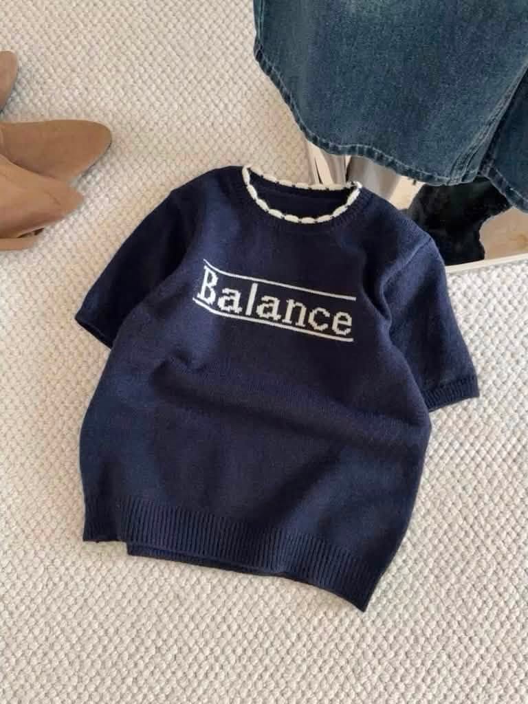 Áo len ngắn tay thêu chữ Balance XONXEN SHOP 112 – Image 4