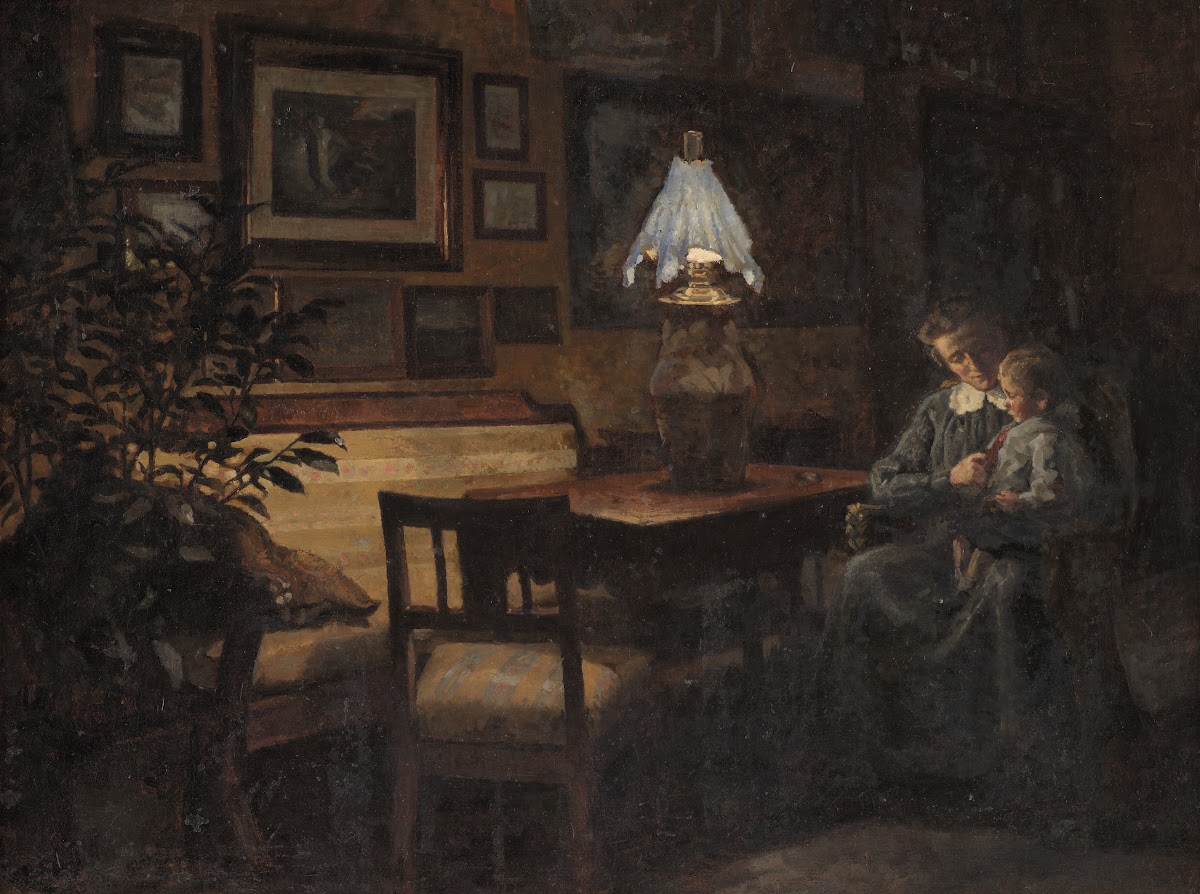 Afteninteriør Moder Og Barn 1889   1907