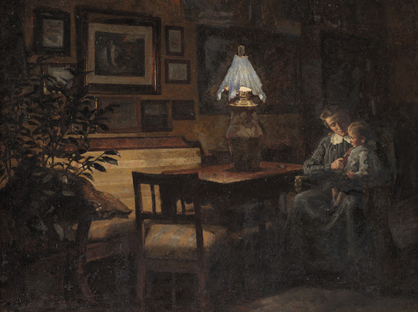 Afteninteriør Moder Og Barn 1889   1907