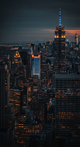 New York Skyline Neon Night