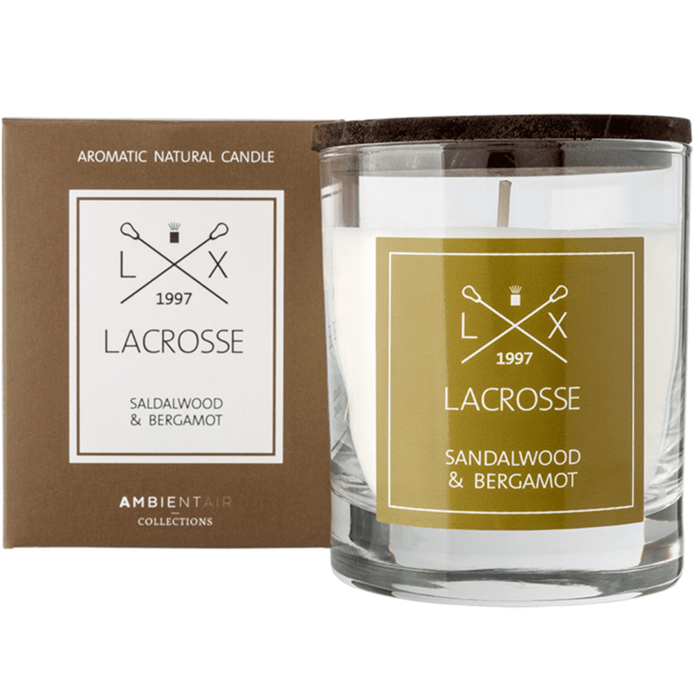 Vela en vaso de vidrio Ambientair™ Lacrosse™ aroma sándalo y bergamota