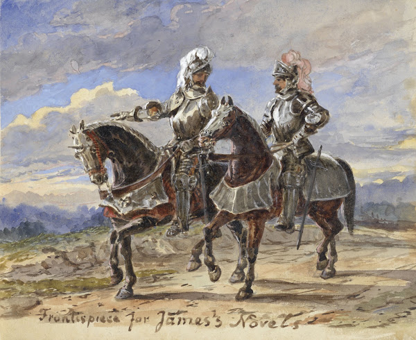 Twee ridders te paard in een landschap 1811   1873