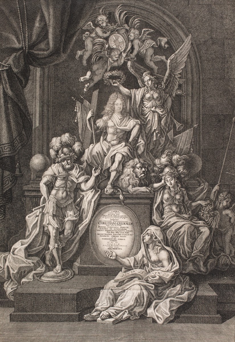 Allegorisk opstilling med Christian Gyldenløve 1705  1706