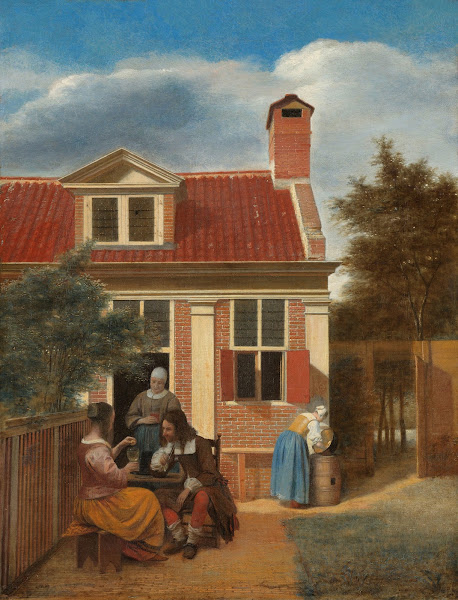 Figures in a Courtyard behind a House c 1663   c 1665