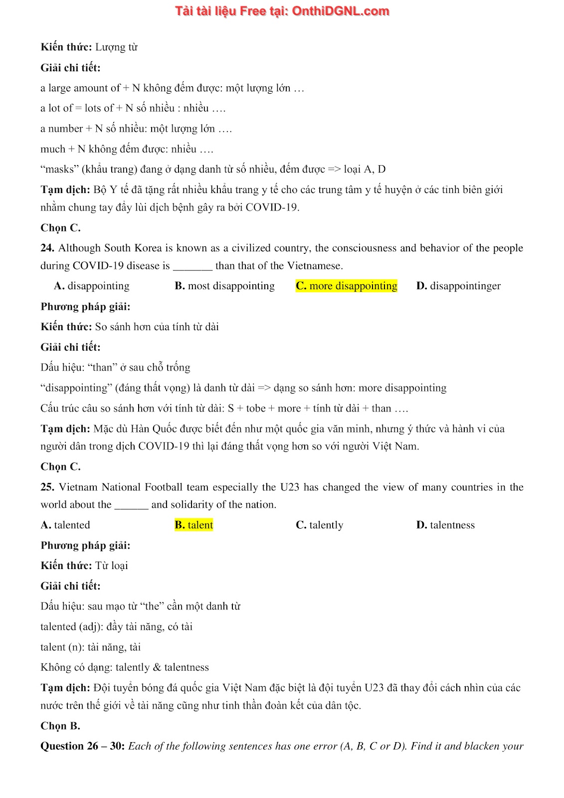 800 bài tập môn Tiếng Anh - Ôn thi ĐGNL ĐHQG TP HCM Phần 24