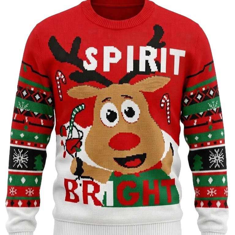 Christmas knitted sweater with animal motifs