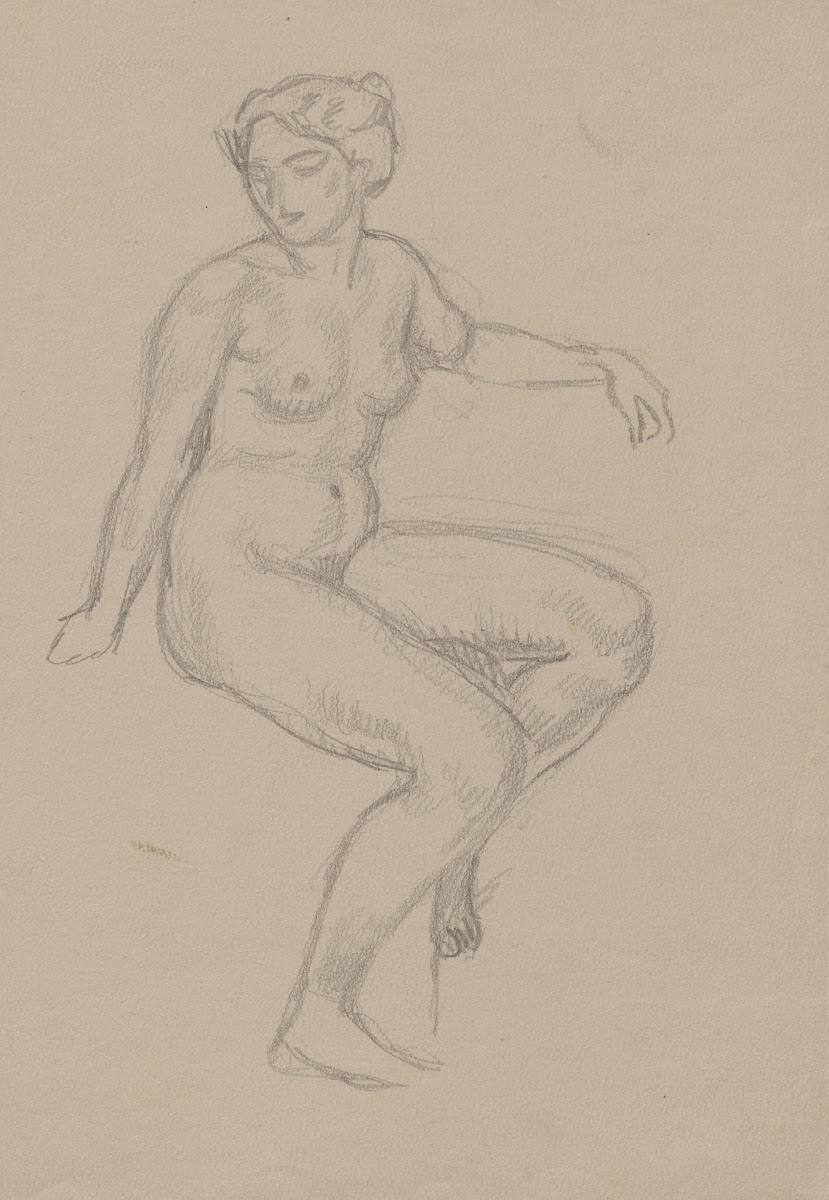 Naked woman sitting with one arm raised 1895 1928