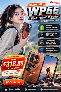 OUKITEL WP66 mở bán trên Temu với pin 11.000 mAh và màn hình phụ phía sau #OUKITEL #OUKITELWP66 #RuggedPhone #Smartphone #Android #Temu #ĐiệnThoạiSiêuBền #Pin11000mAh #Dimensity7025 #CôngNgh